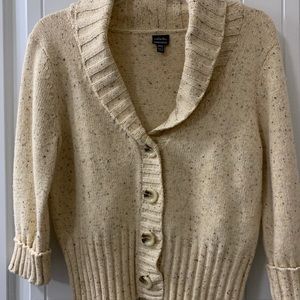 RAFAELLA Cardigan Sweater Cream Shawl Collar 3/4 Slv PS